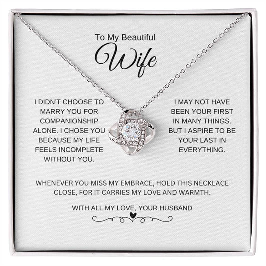 To My Beautiful Wife | Love Knot Necklace | With All My Love, Your Husband