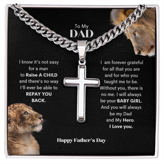 To My Dad | I Love You | Happy Father's Day | Cuban Link Chain | Polished Stainless Steel