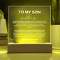 Personalized Gift for My Son | Heartfelt Gift for My Son | Just Because Gift for My Son From Mom | LED Acrylic Plaque for My Son