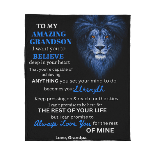 To My Amazing Grandson Keepsake Blanket | Personalized Grandson Blanket from Grandpa | Always Love You  Soft Fleece Blanket from Grandpa