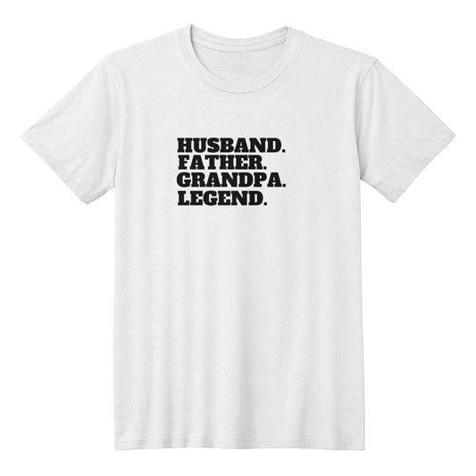 Husband | Father | Grandpa | Legend | White Cotton Jersey T-Shirt