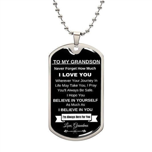 To My Grandson | Dog Tag | Love Grandma