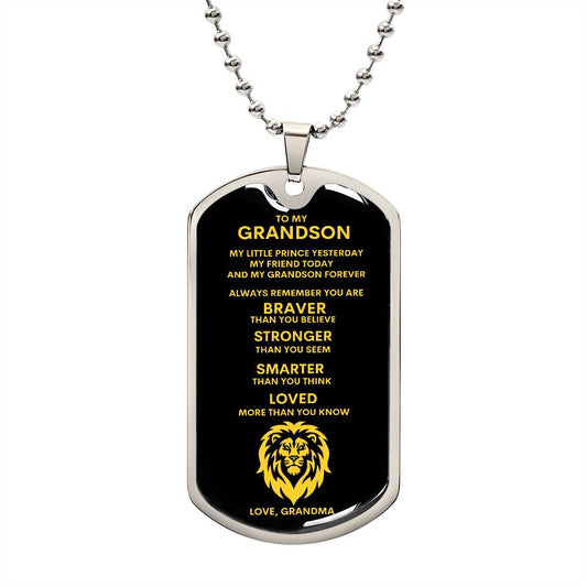 To My Grandson | Dog Tag Keepsake | Love, Grandma