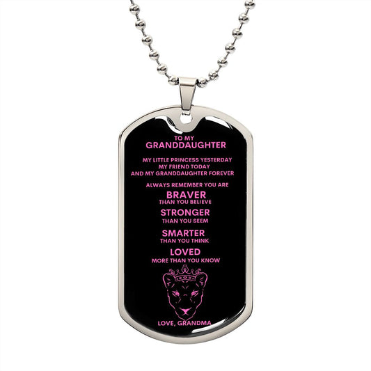 To My Granddaughter | Dog Tag Keepsake | Love, Grandma