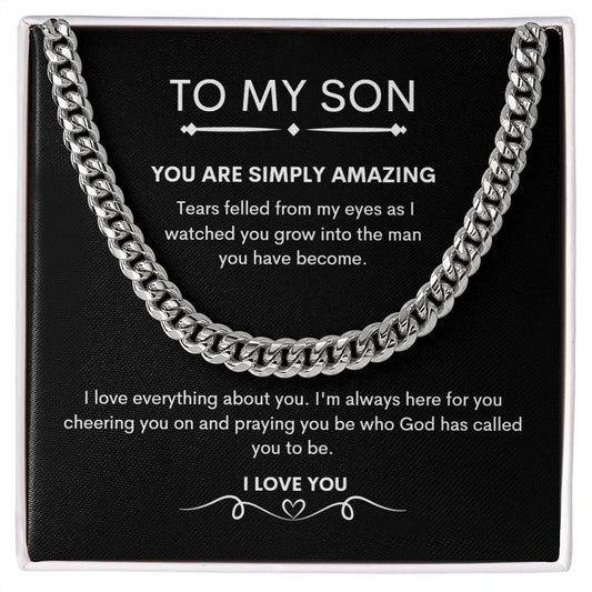 To My Son | I Love You | Cuban Link Chain (Stainless Steel)