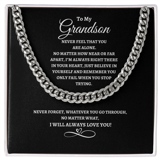 To My Grandson | Cuban Link Chain (Stainless Steel)