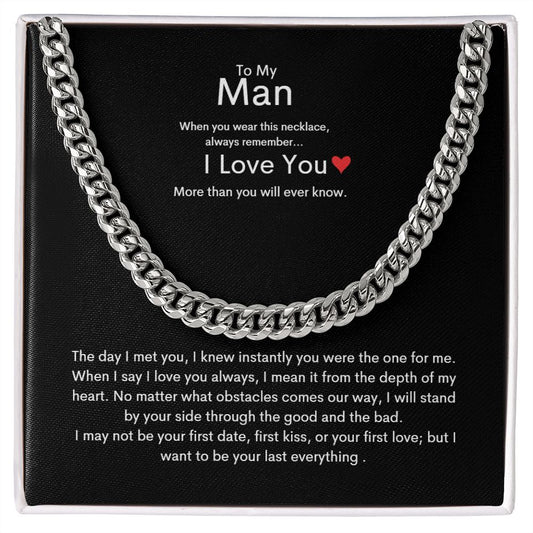 To My Man | I Love You | Cuban Link Chain (Stainless Steel)