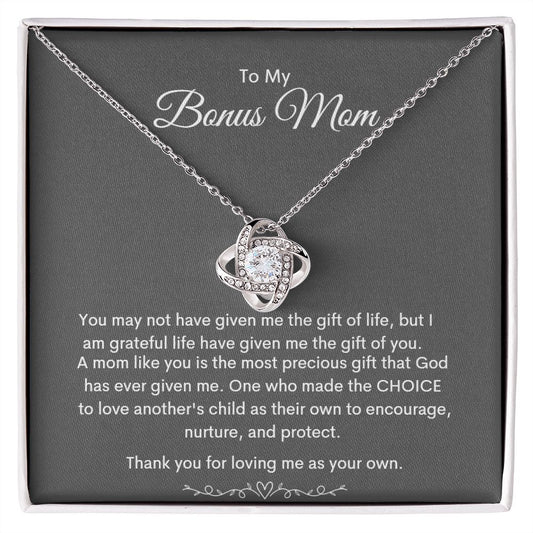 To My Bonus Mom | Love Knot Necklace | Thank You For Loving Me As Your Own