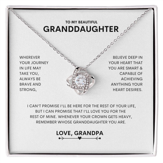 To My Beautiful Granddaughter | Love Knot Necklace