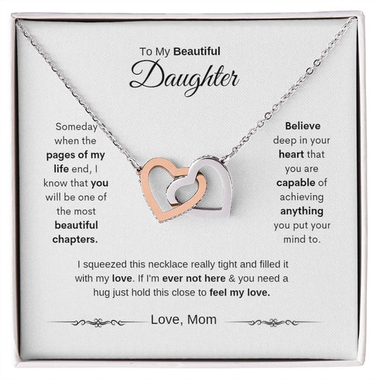 To My Beautiful Daughter | Interlocking Hearts Necklace | Love Mom