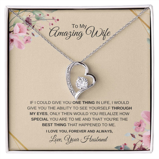 To My Amazing Wife | White Gold Forever Love Necklace