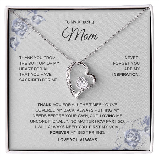 To My Amazing Mom | White Gold Forever Love Necklace